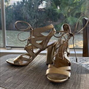 Sam Edelman Gold Lace-Up Heels